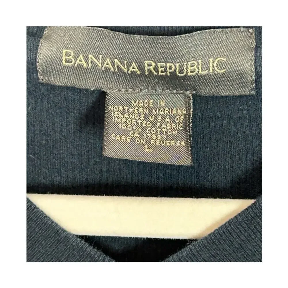 Banana Republic 100% Cotton V Neck Blue Striped Sweater Men's XL Pullover